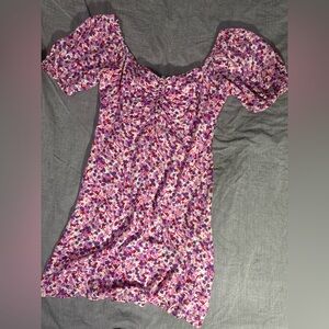 Floral Puff Sleeve Dress Dex pink violet woman S XS